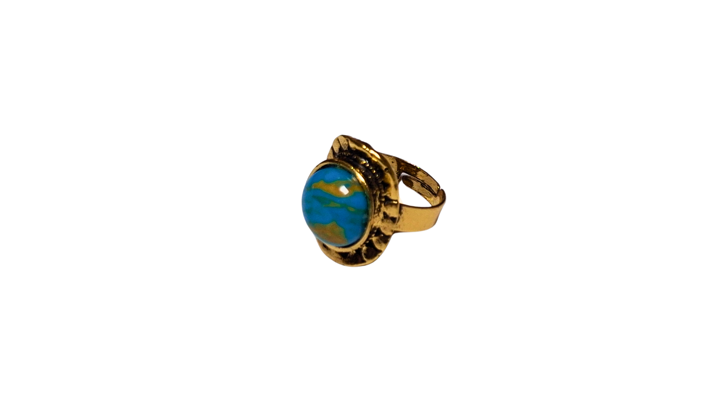 Gold Colour Turquoise Ring