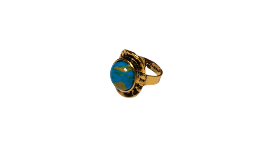 Gold Colour Turquoise Ring