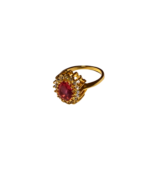 Ruby Coloured Vintage Ring Gift